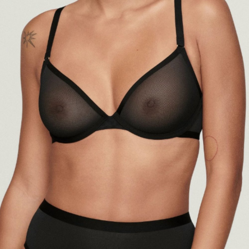CUUP The Plunge Bra in Black Mesh 38F
